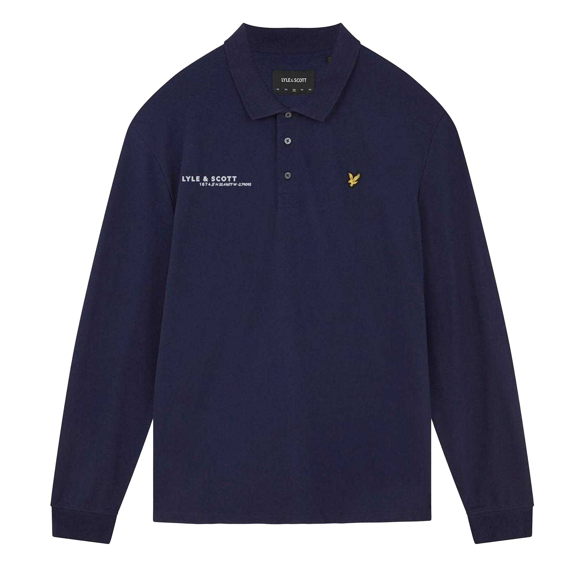 Navy Print - Front - Lyle & Scott Mens Ordinate Print Polo Shirt