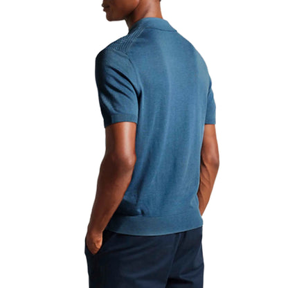 Teal - Back - Ted Baker Mens Adio Textured Polo Shirt