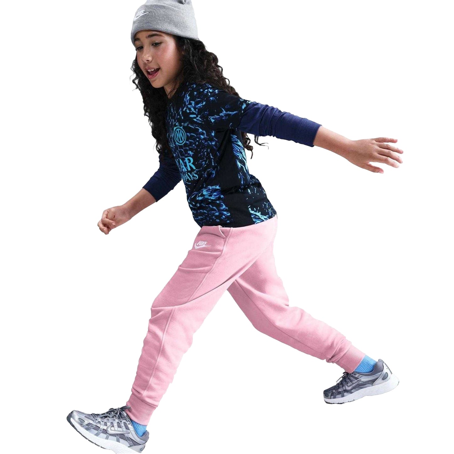 Soft Pink - Side - Nike Girls Cotton Blend Jogging Bottoms