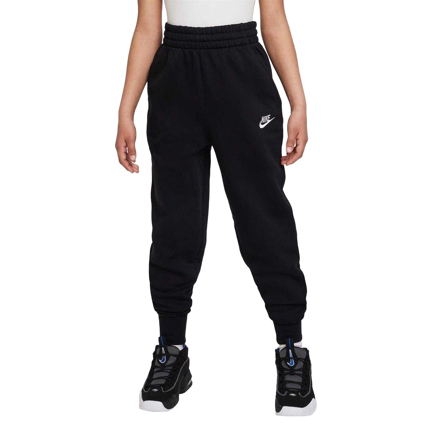 Black-White - Side - Nike Girls Cotton Blend Jogging Bottoms