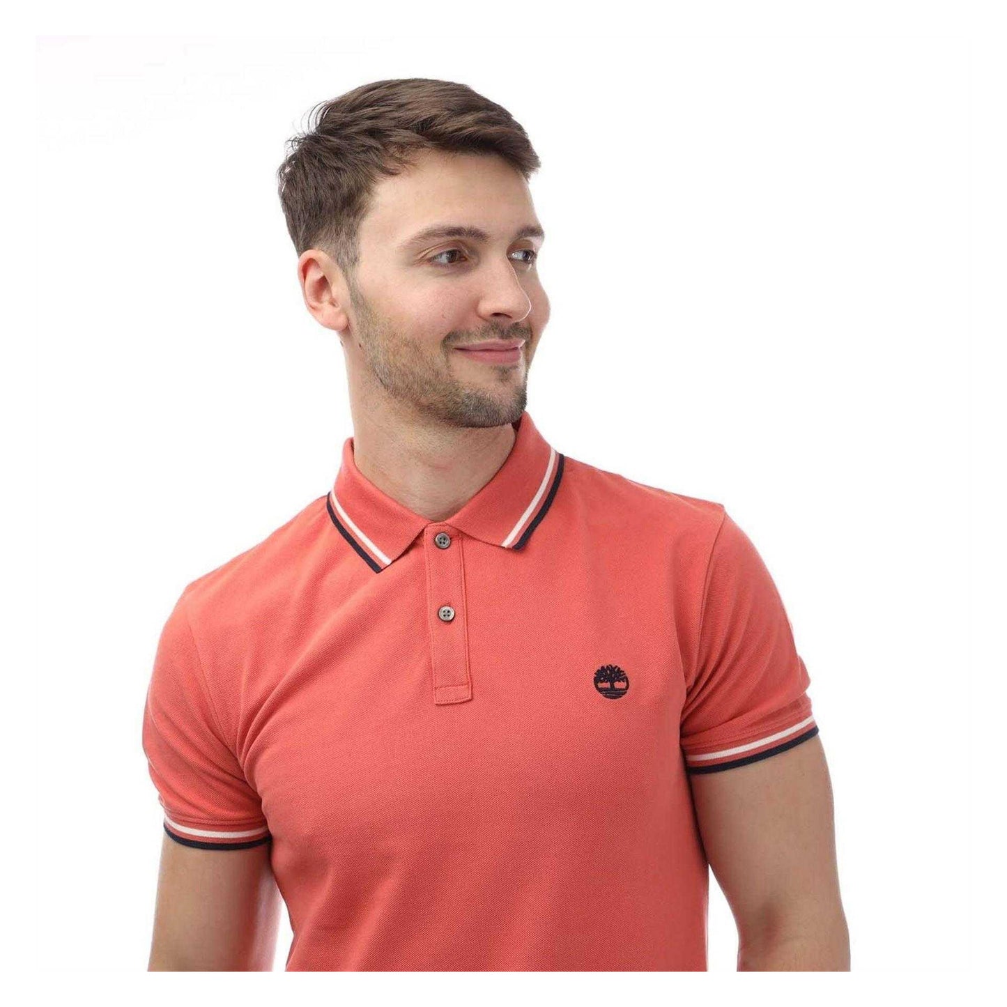 Pink - Side - Timberland Mens Oyster River Cotton Polo Shirt