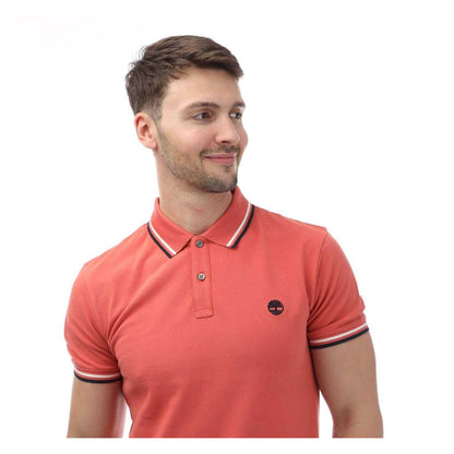 Pink - Side - Timberland Mens Oyster River Cotton Polo Shirt