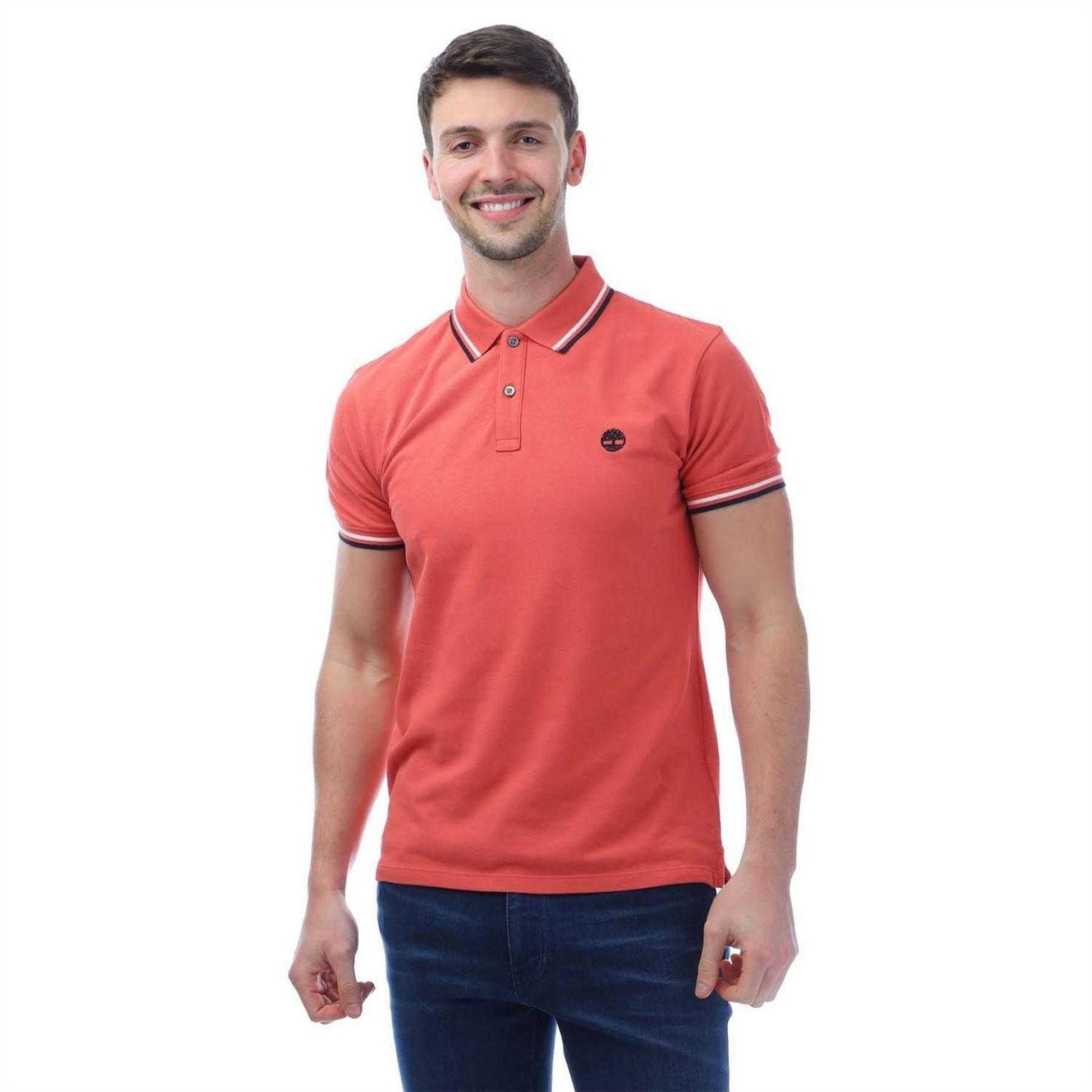 Pink - Front - Timberland Mens Oyster River Cotton Polo Shirt