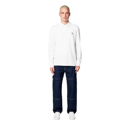White - Pack Shot - Ralph Lauren Mens Cotton Slim Long-Sleeved Polo Shirt