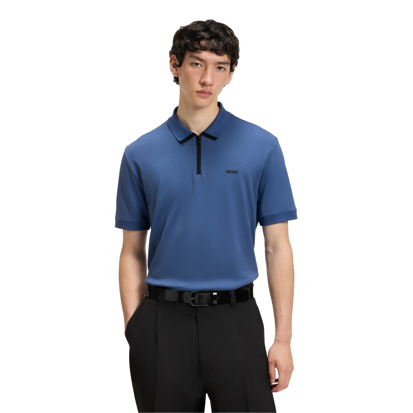 Blue - Side - Hugo Mens Dalomino Polo Shirt