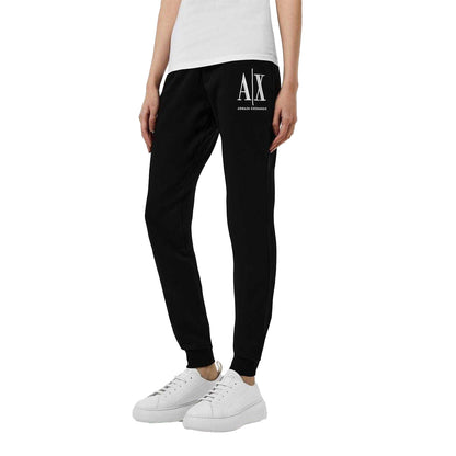 Black - Side - Armani Exchange Womens-Ladies Cotton Jogging Bottoms