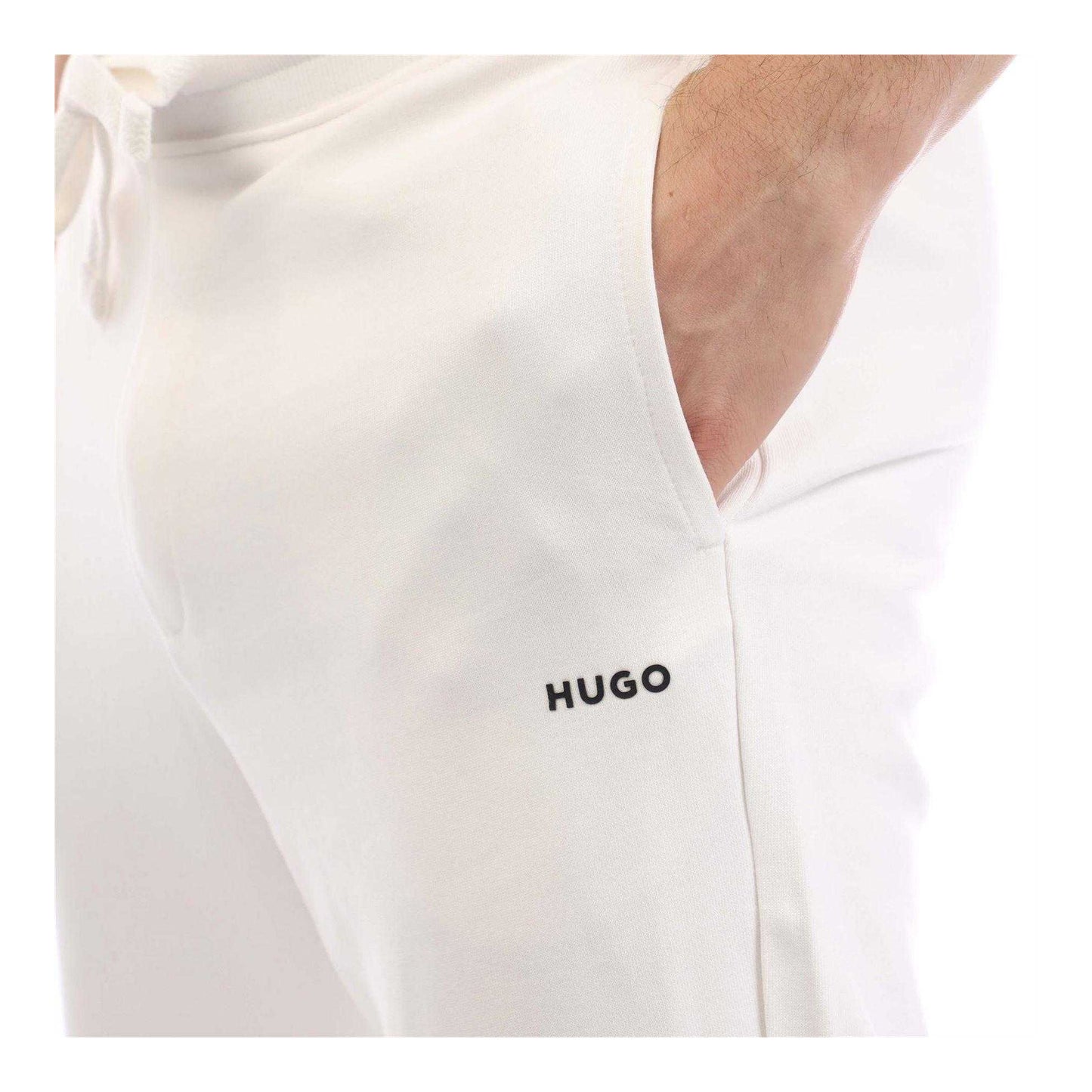 Natural - Side - Hugo Mens Dayote232 Cotton Tracksuit Bottoms