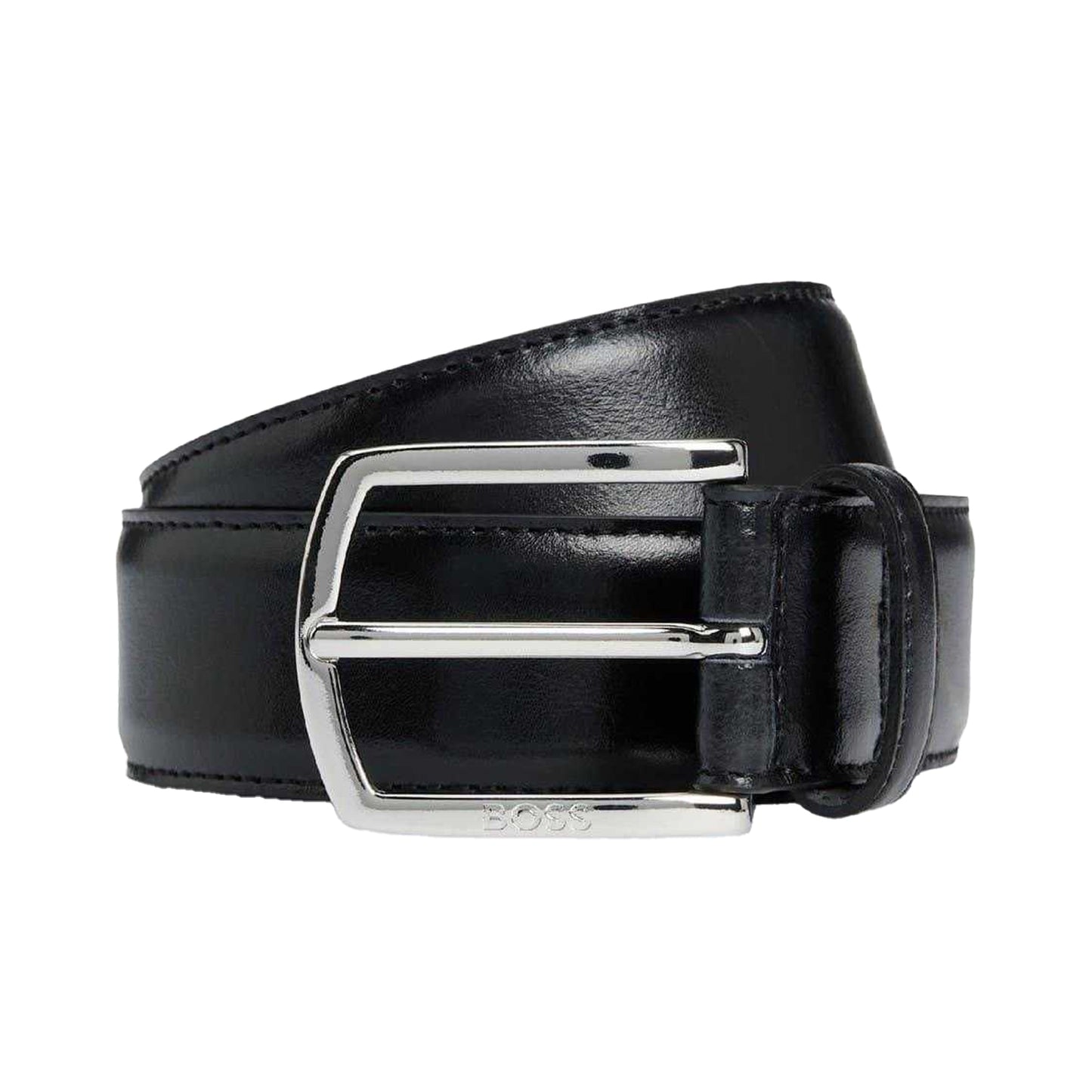 Black - Front - Boss Mens Leather Belt
