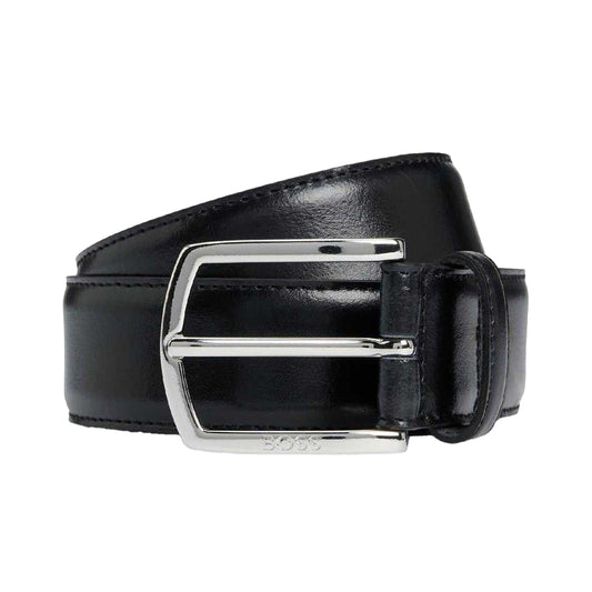 Black - Front - Boss Mens Leather Belt