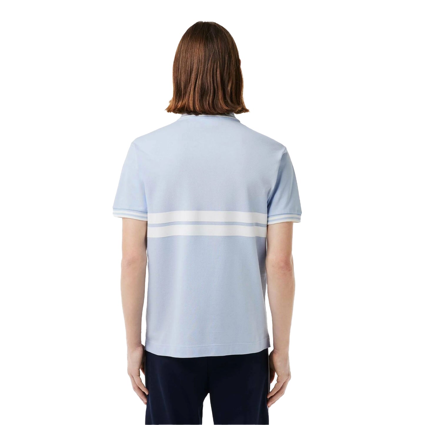 Multicoloured - Back - Lacoste Mens Original L.12.12 Striped Organic Cotton Classic Polo Shirt