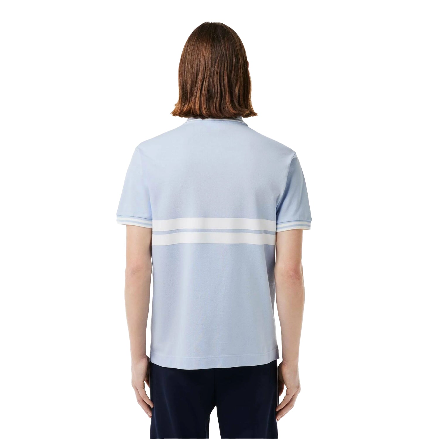 Multicoloured - Back - Lacoste Mens Original L.12.12 Striped Organic Cotton Classic Polo Shirt