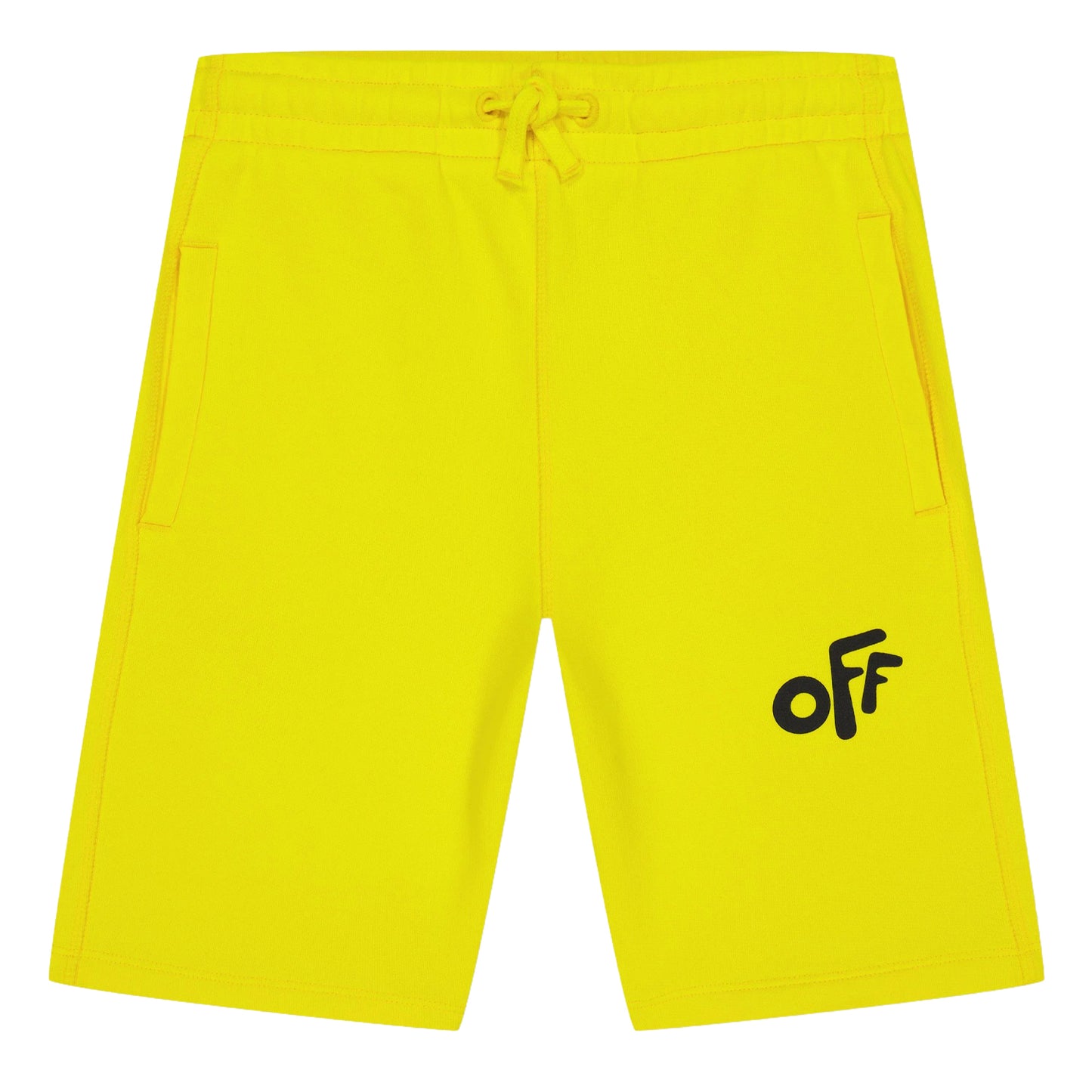 Yellow-Black - Front - Off White Childrens-Kids Rounded Sweat Shorts