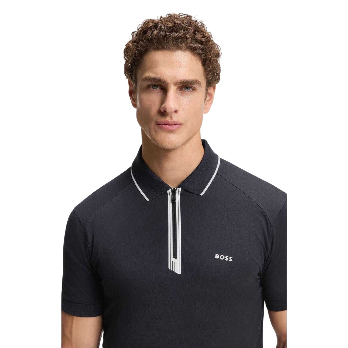 Dark Blue - Lifestyle - Boss Mens Contrast Piping Cotton Polo Shirt
