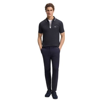 Dark Blue - Pack Shot - Boss Mens Contrast Piping Cotton Polo Shirt