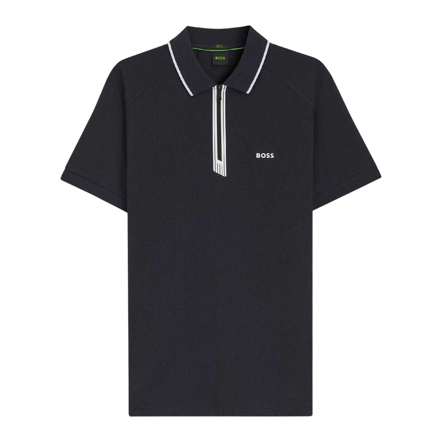 Dark Blue - Front - Boss Mens Contrast Piping Cotton Polo Shirt