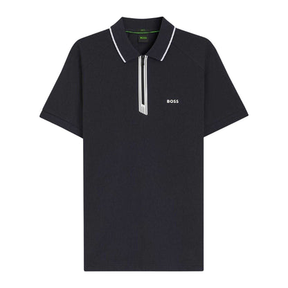 Dark Blue - Front - Boss Mens Contrast Piping Cotton Polo Shirt