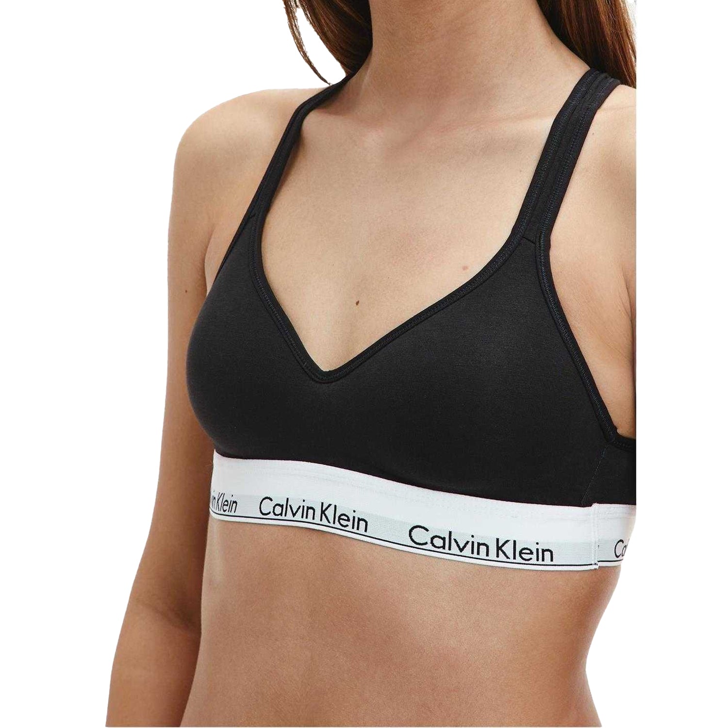 Black - Side - Calvin Klein Womens-Ladies Modern Cotton Blend Bralette