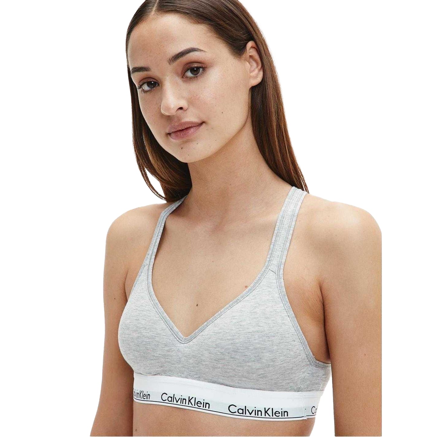 Grey - Side - Calvin Klein Womens-Ladies Modern Cotton Blend Bralette