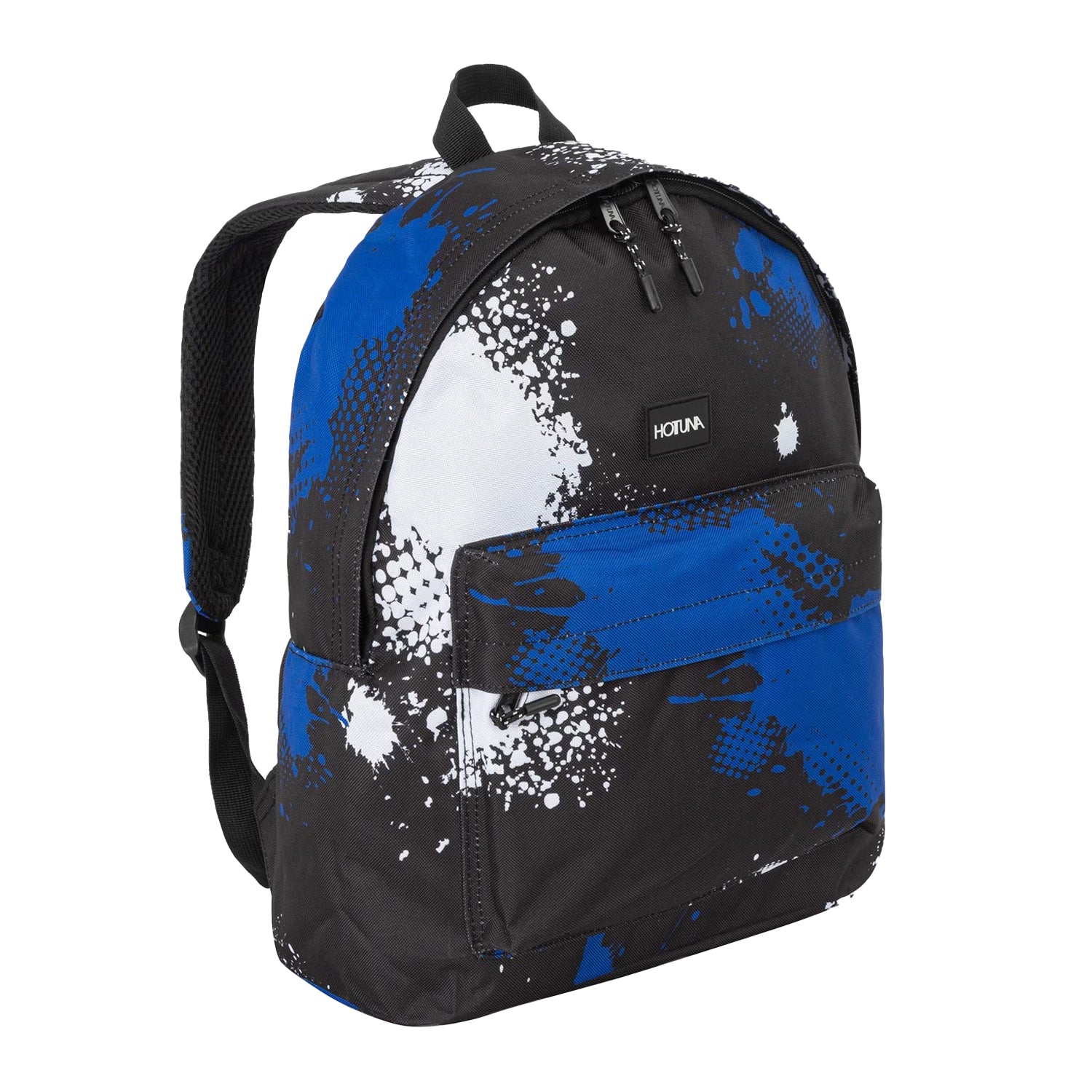 Blue-Black - Side - Hot Tuna Campus Paint Splatter Polyester Backpack