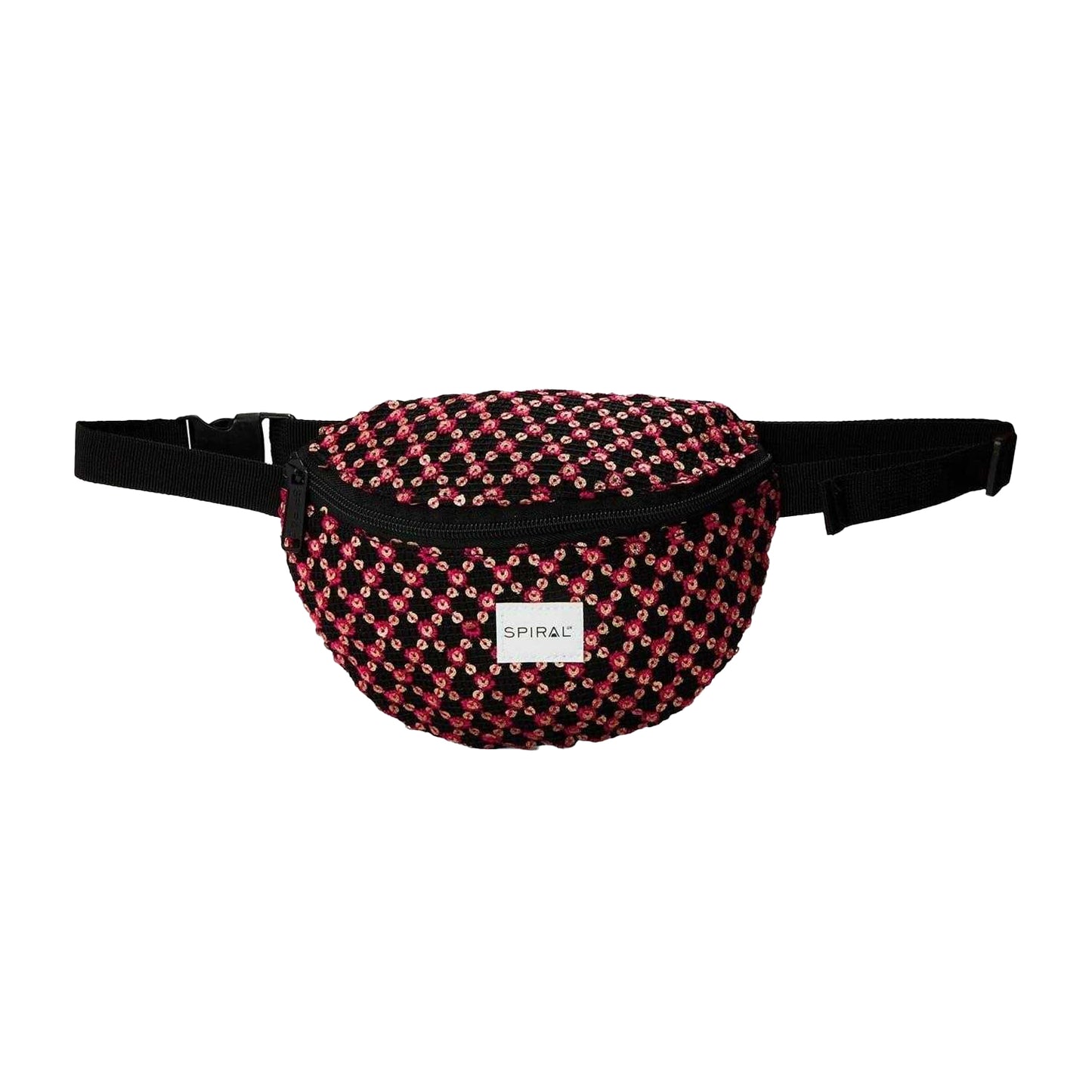 Black - Front - Spiral Polka Dot Sequins Waist Bag