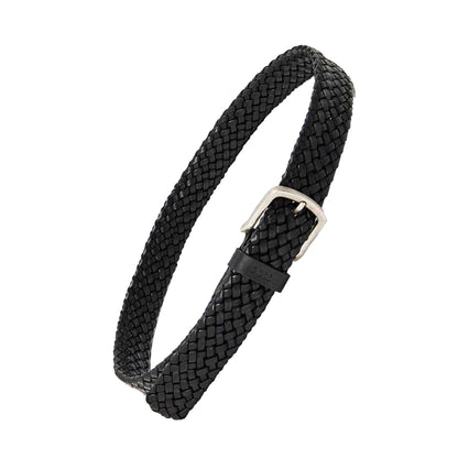Black - Back - Boss Mens Braided Leather Casual Belt