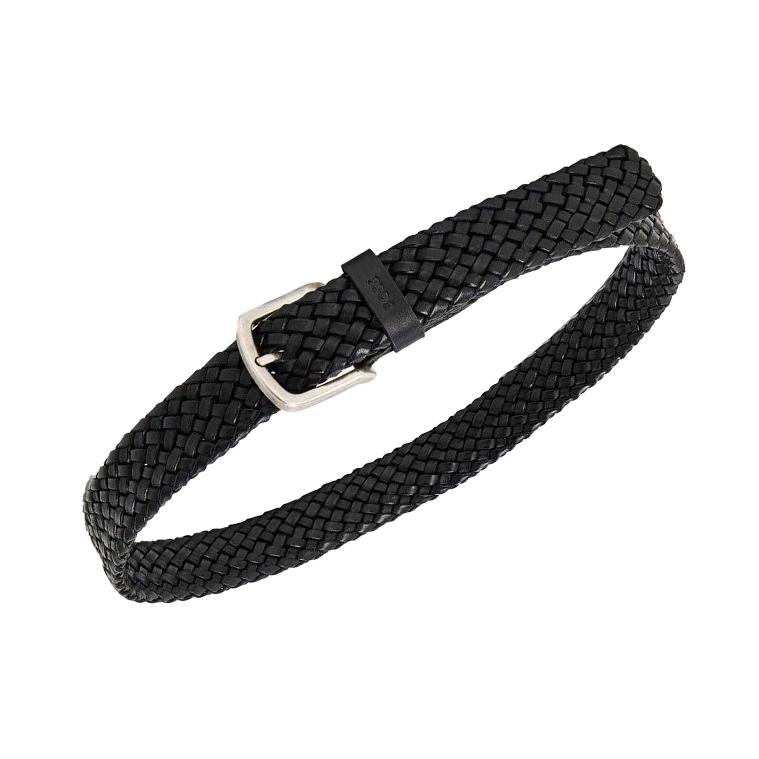 Black - Side - Boss Mens Braided Leather Casual Belt