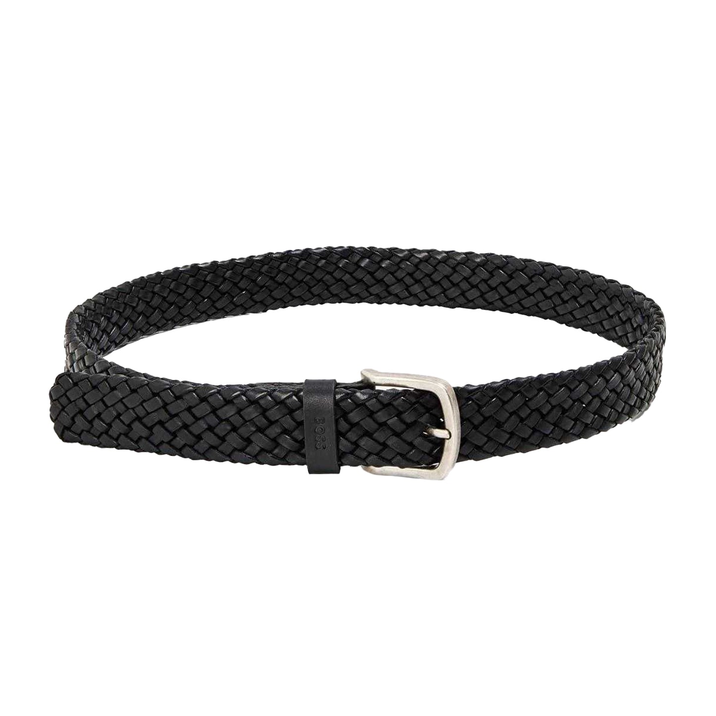 Black - Front - Boss Mens Braided Leather Casual Belt