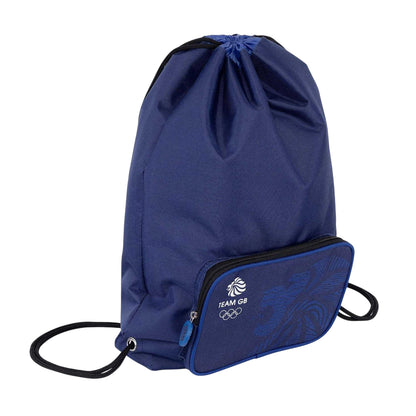 Blue - Side - Team GB Logo Gym Drawstring Bag