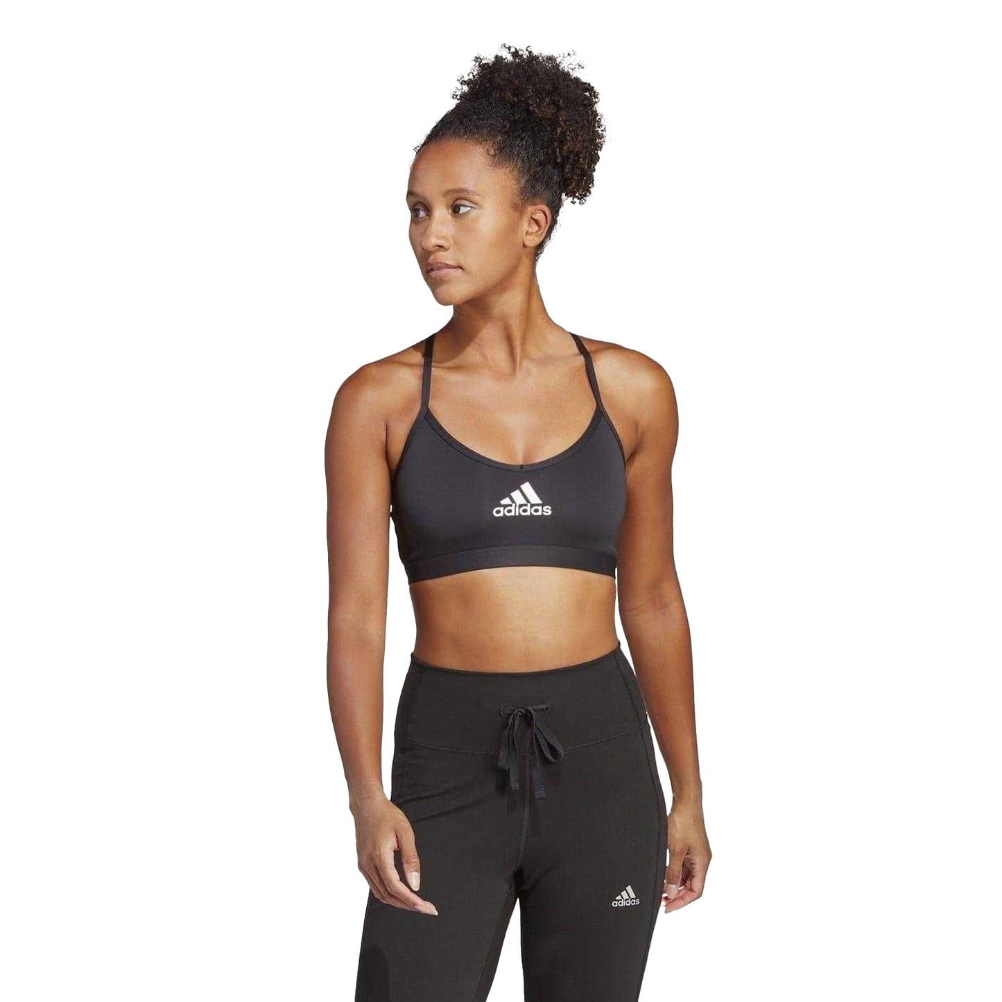 Black - Side - Adidas Womens-Ladies Aeroreact Sports Bra