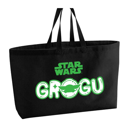 Black - Front - Star Wars Printed Grogu Oversized Tote Bag