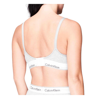 Heather Grey - Back - Calvin Klein Womens-Ladies Cotton Blend Bralette