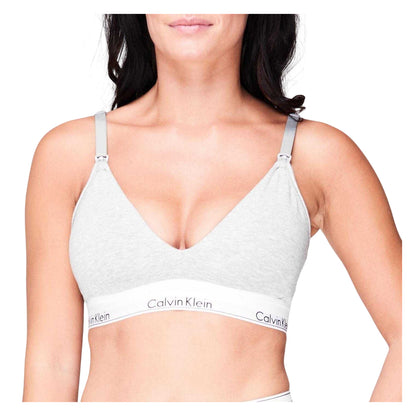 Heather Grey - Side - Calvin Klein Womens-Ladies Cotton Blend Bralette