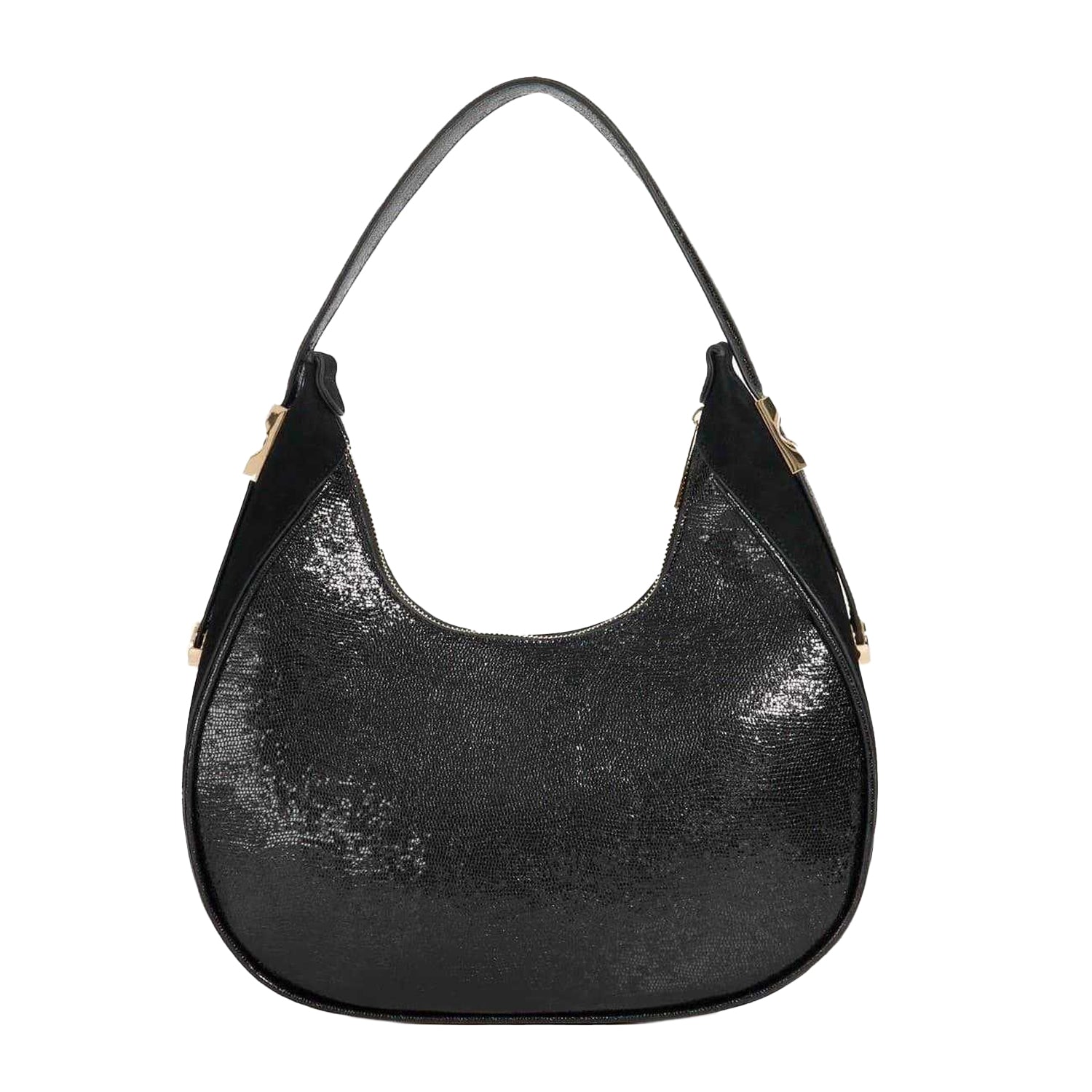 Black - Back - Dune London Dedicated Gold Detail Hobo Bag