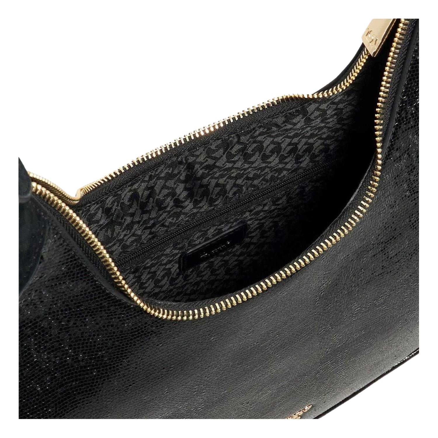 Black - Side - Dune London Dedicated Gold Detail Hobo Bag