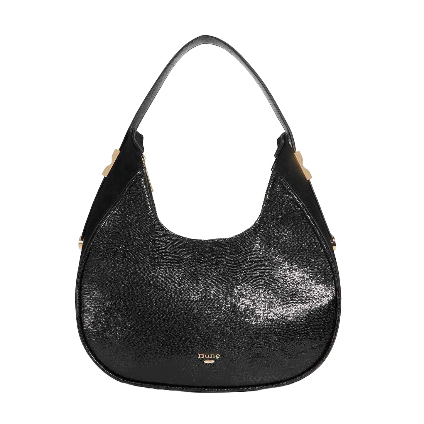 Black - Front - Dune London Dedicated Gold Detail Hobo Bag