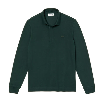Green - Front - Lacoste Unisex Adult Smart Paris Cotton Stretch Long-Sleeved Polo Shirt
