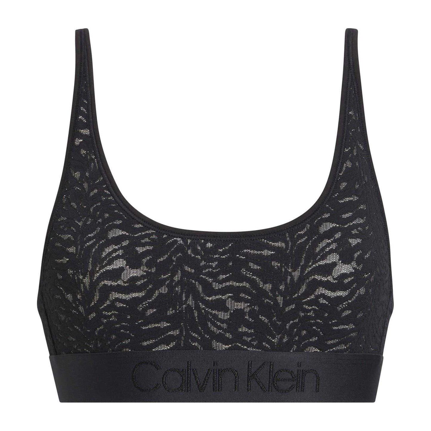 Black - Front - Calvin Klein Womens-Ladies Zebra Print Nylon Adjustable Bralette