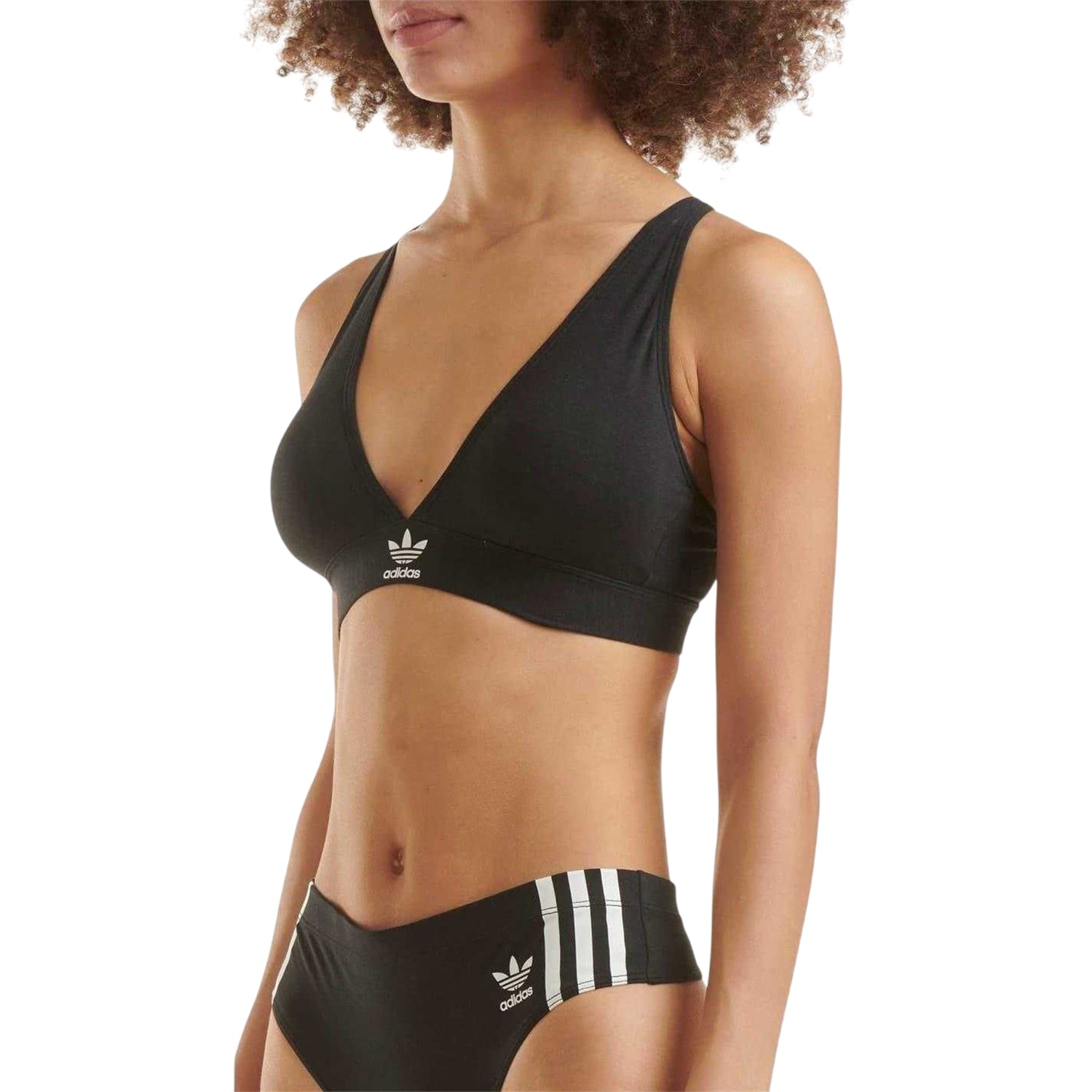 Black - Side - Adidas Womens-Ladies Cotton Blend Comfort Bra