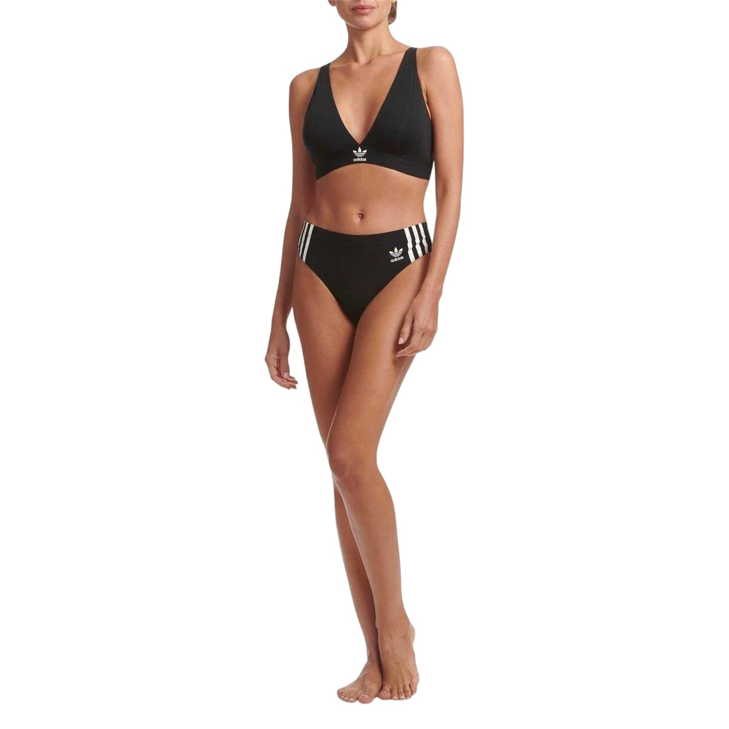 Black - Lifestyle - Adidas Womens-Ladies Cotton Blend Comfort Bra