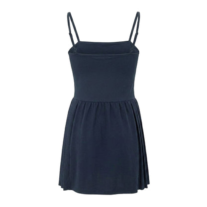 Navy - Back - Slazenger Womens-Ladies Pleated Fitted Tennis Athletic Dress