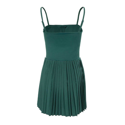 Forest Green - Back - Slazenger Womens-Ladies Pleated Fitted Tennis Athletic Dress