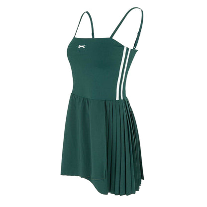 Forest Green - Side - Slazenger Womens-Ladies Pleated Fitted Tennis Athletic Dress