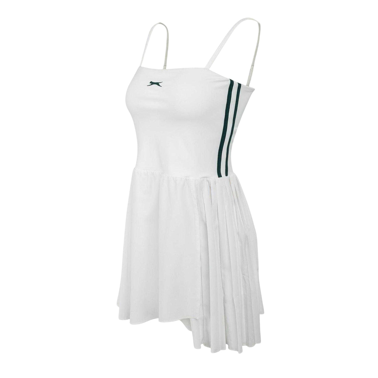 White - Side - Slazenger Womens-Ladies Pleated Fitted Tennis Athletic Dress