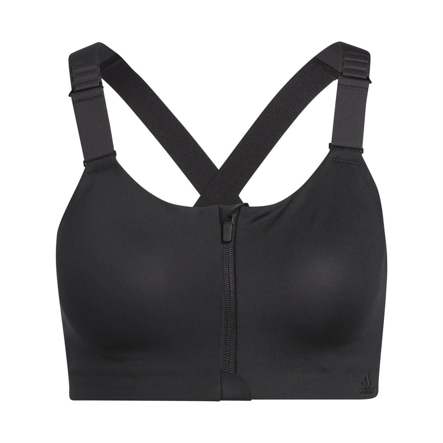 Black-White - Front - Adidas Womens-Ladies TLRD Impact Sports Bra