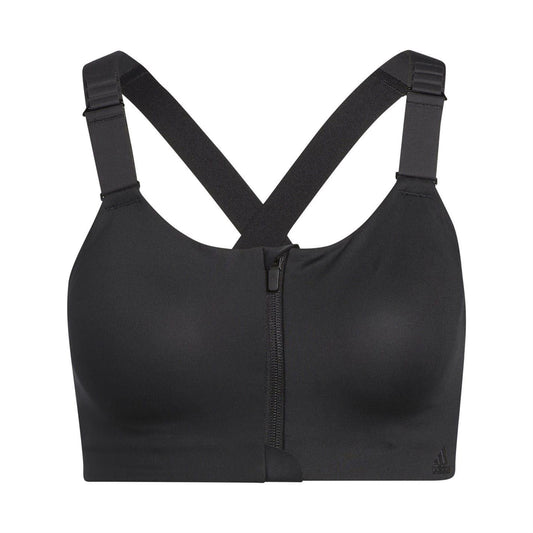Black-White - Front - Adidas Womens-Ladies TLRD Impact Sports Bra