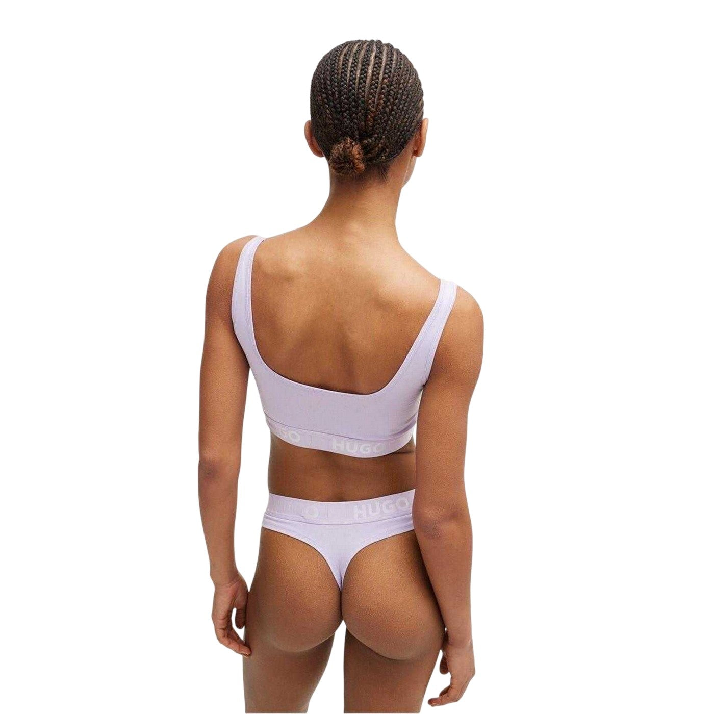 Purple - Back - Hugo Womens-Ladies Sporty Cotton Jersey Bralette