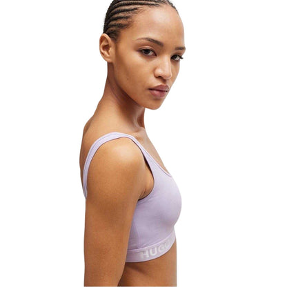 Purple - Side - Hugo Womens-Ladies Sporty Cotton Jersey Bralette