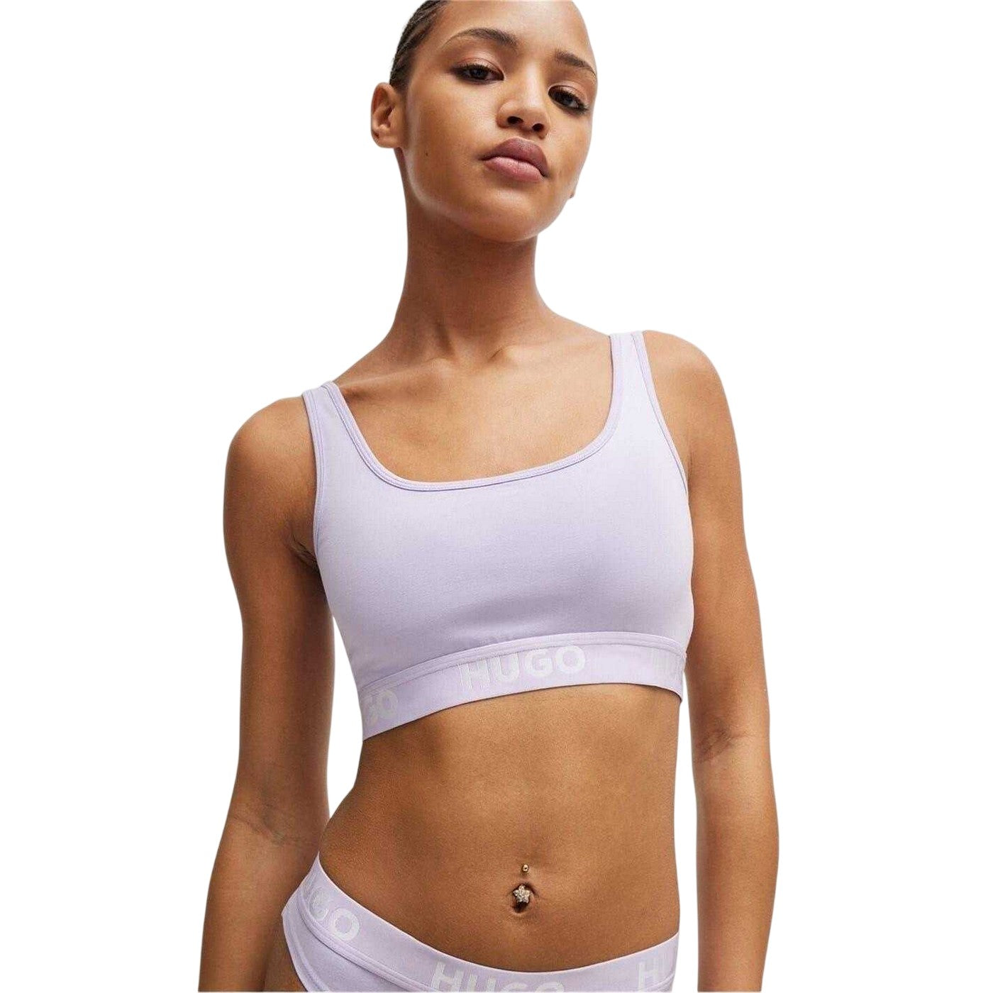Purple - Lifestyle - Hugo Womens-Ladies Sporty Cotton Jersey Bralette