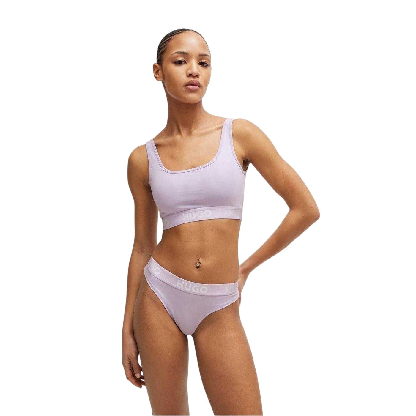 Purple - Pack Shot - Hugo Womens-Ladies Sporty Cotton Jersey Bralette