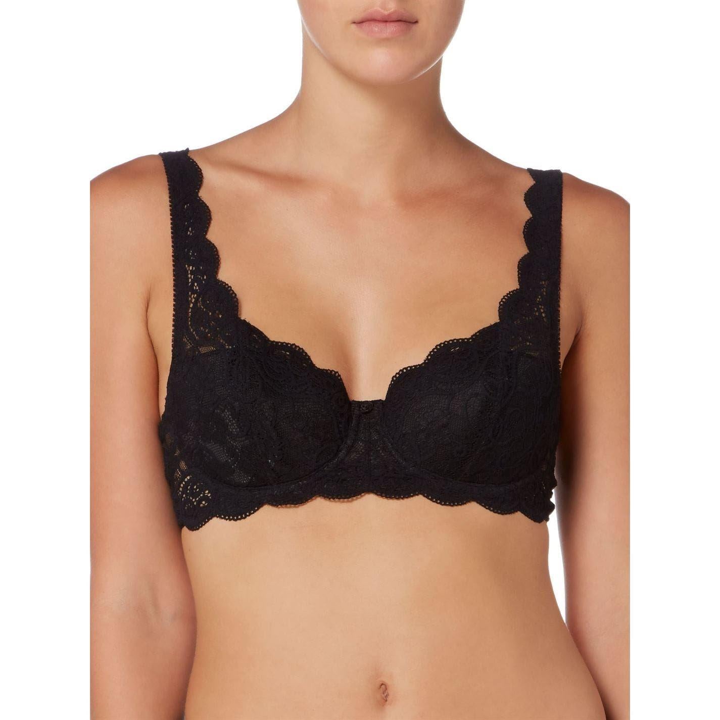 Black - Side - Triumph Womens-Ladies Amourette Floral Embroidery Bra